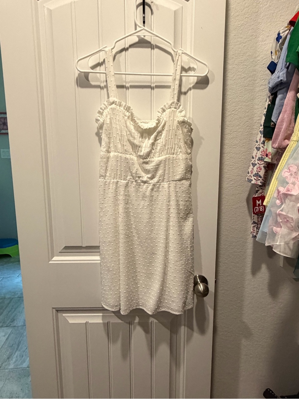 Francesca's Collections White Swiss Dot Camisole Dress